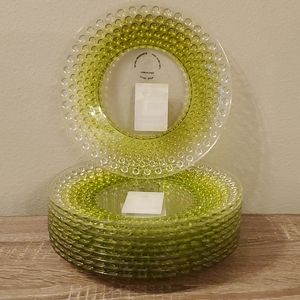 Set of 10 lime green ombre acrylic beaded plates